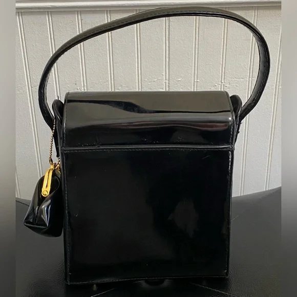 Vintage Liz Claiborne Black Patent Leather Purse - Picture 4 of 8